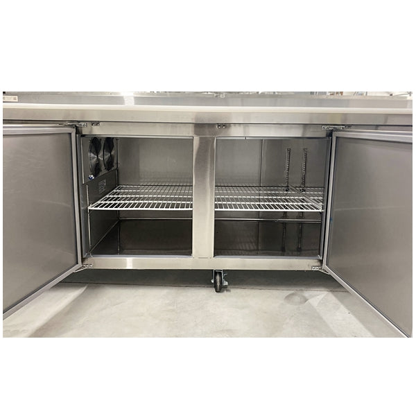 94" CHEF Triple Solid Door Refrigerated Pizza Prep Table WC-3DPPT-HC