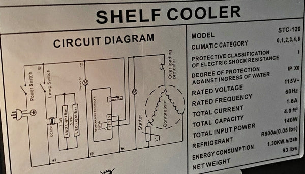CHEF 36" Undercounter Shelf Treated Cooler STC-120