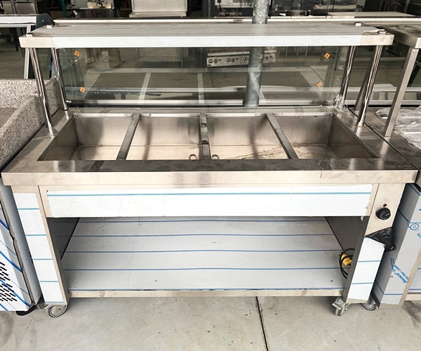 59" CHEF Stainless Steel Electric Steam Table with Sneeze Guard SIN4C