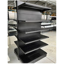 Black Double Sided 4 Shelve + 1 Base Gondola, Heavy Duty Supermarket Shelve HBR-3008B