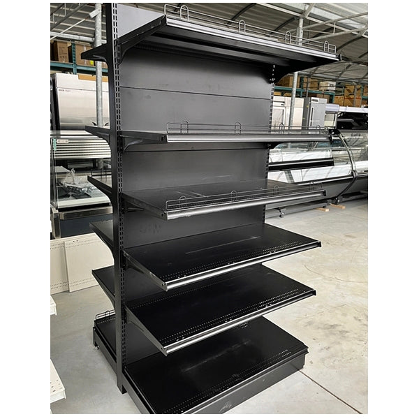 Black Double Sided 4 Shelve + 1 Base Gondola, Heavy Duty Supermarket S
