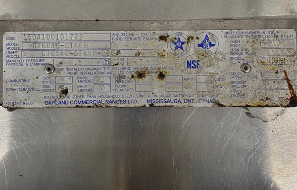 48'' Garland Flat Griddle Used FOR01929
