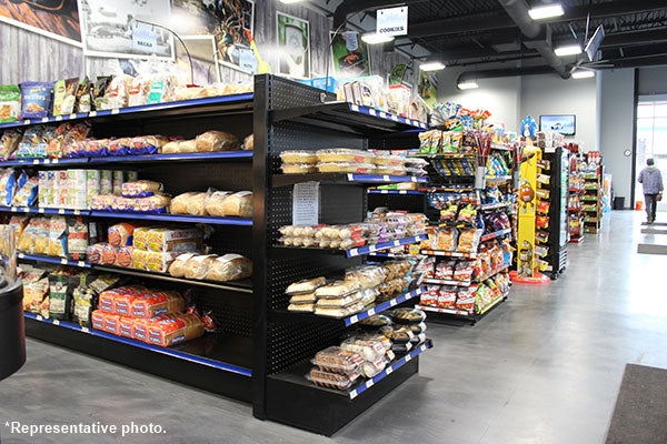 White Double Sided 4 Shelve + 1 Base, Heavy Duty Supermarket Gondola Shelves HBR-3008W