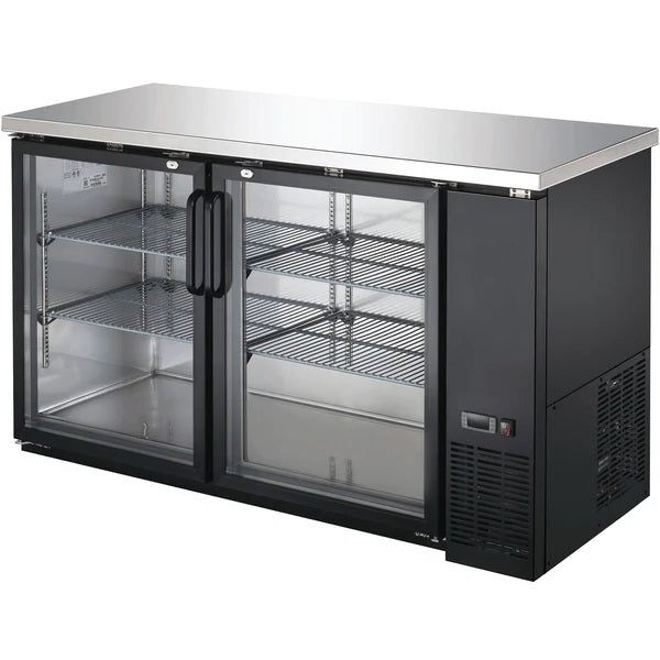 60" CHEF Double Glass Door Back Bar Cooler WC-UBB-24-60G-HC