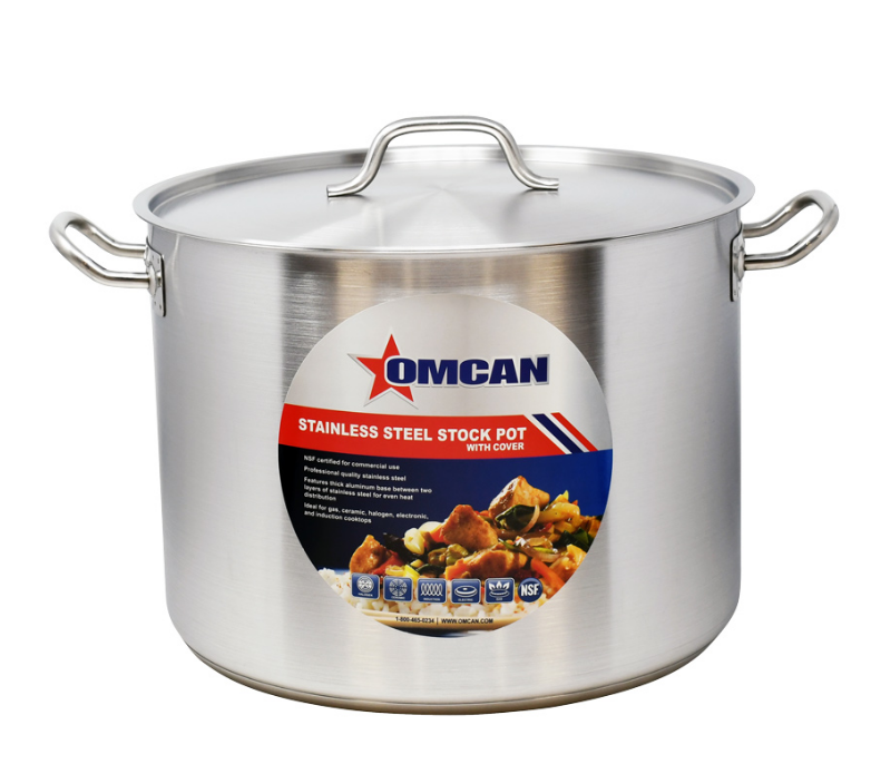 Omcan 40 QT Stainless Steel Stock Pot with Cover 80443