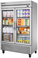 55'' True Double Glass Door Reach in Cooler Used FOR01723