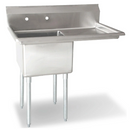 38.5" One Compartment Sink with Corner Drain and Right Drain Board CI022