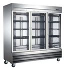 EFI 82" X-Line Bottom Mount Glass 3 Door Reach-In Refrigerator - 77 Cu. Ft. C3-82GDSVCX