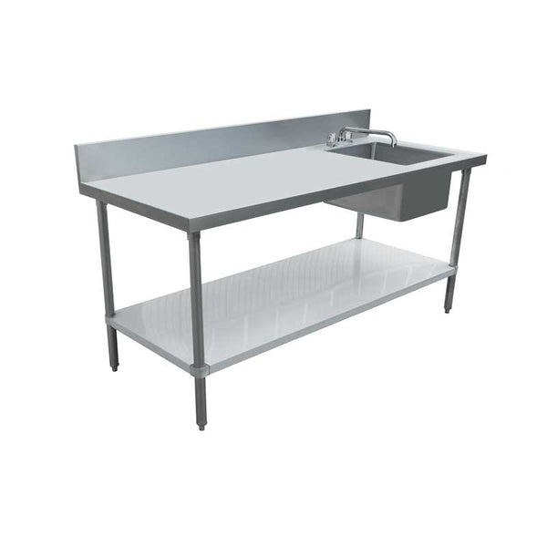Omcan 30''x72'' Stainless Steel Table with Right Sink and 6" Backsplash 43244