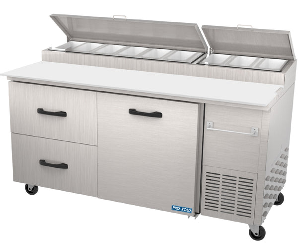 67'' Pro-Kold Single Door 2 Drawers Pizza Prep Table PPT-67-21