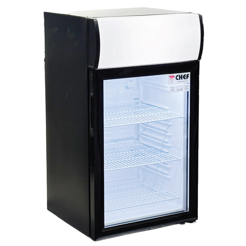 CHEF 16'' Countertop Glass Door Mini Beverage Display Cooler 40L Capac