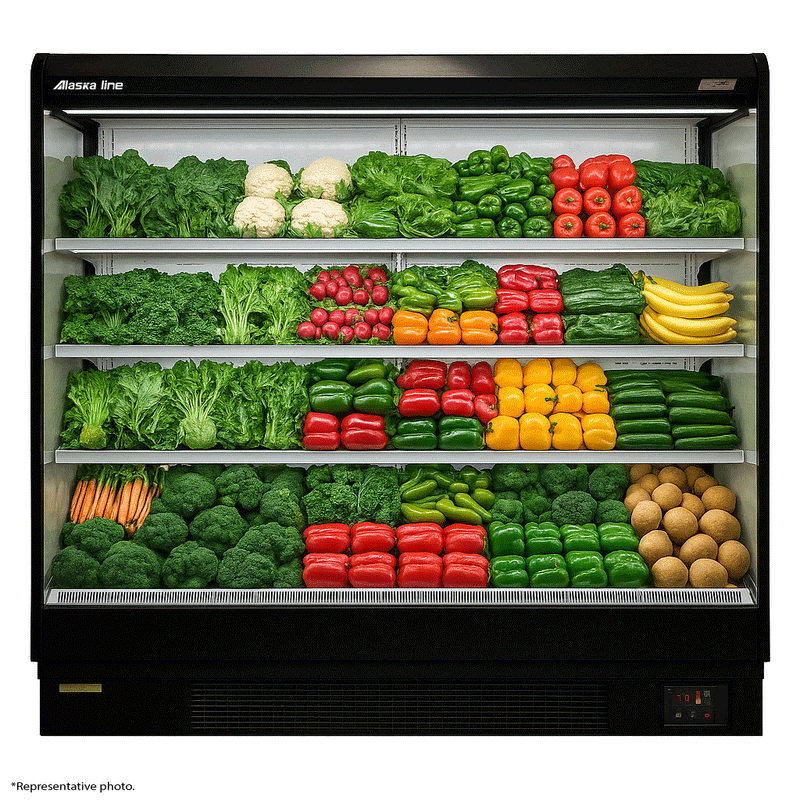 Alaska-Line 76'' Open Air Merchandise Floor Display Cooler w/ Curtain