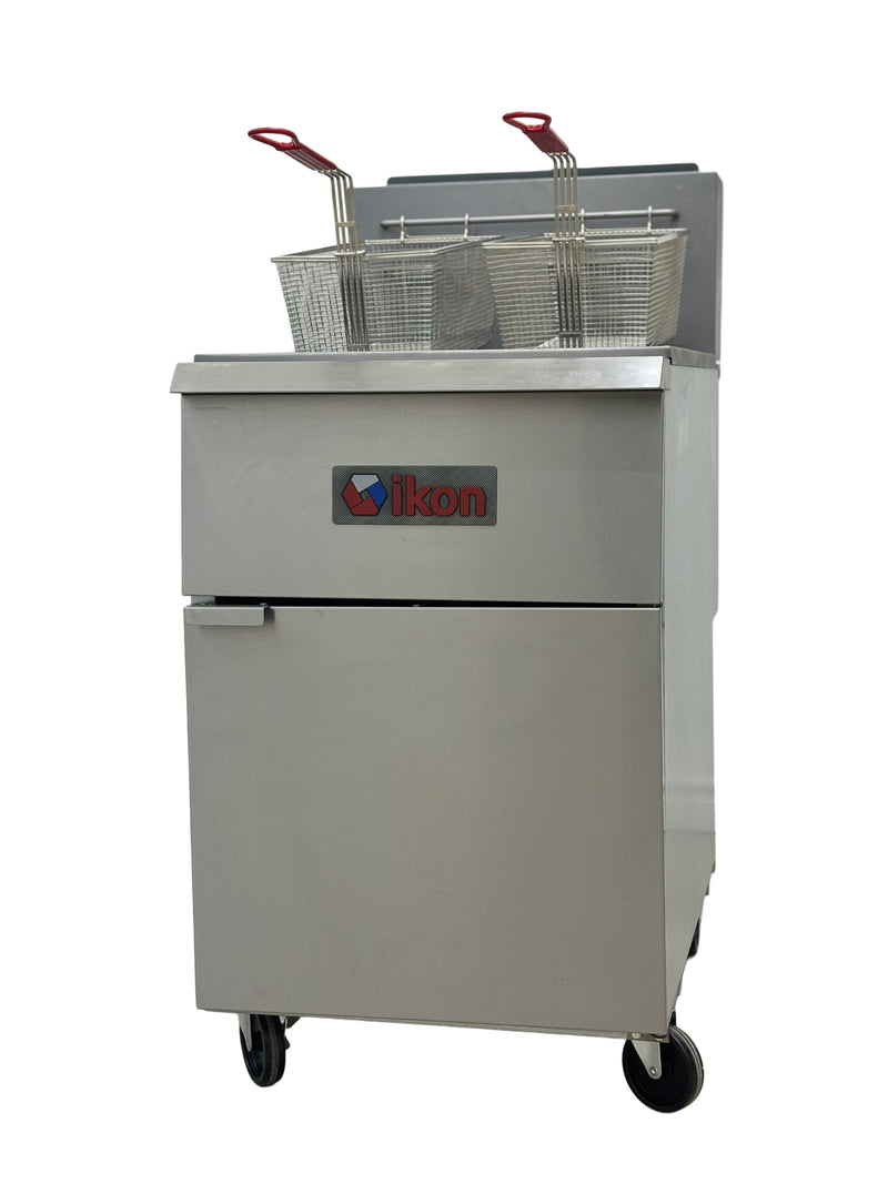 Ikon Natural Gas 40 lb. Capacity per Tank Split Tank Fryer - 120,000 BTU, IGF-40/40-2 NG