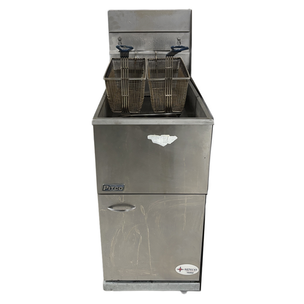 Pitco 40C+ 40 Lb Floor Tube Fired Natural Gas Fryer Used FOR02313