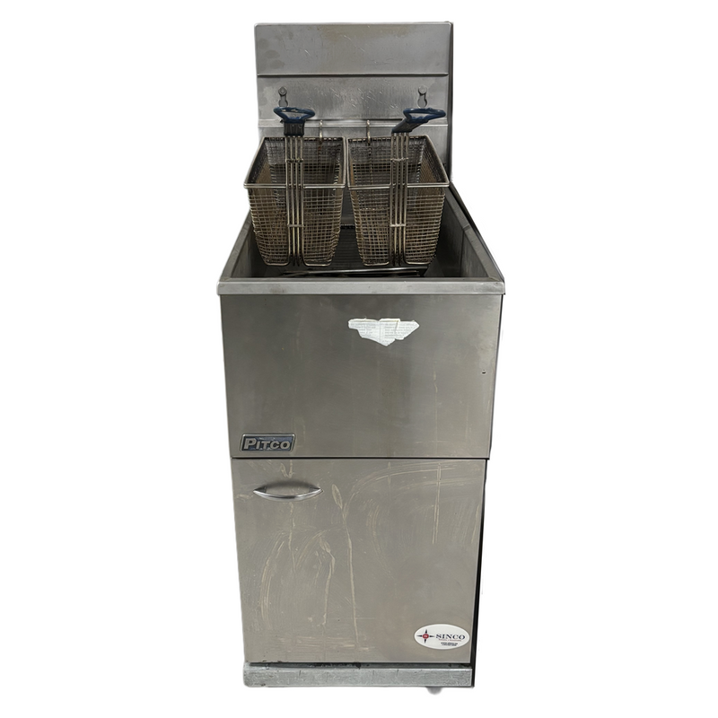 Pitco 40C+ 40 Lb Floor Tube Fired Natural Gas Fryer Used FOR02314