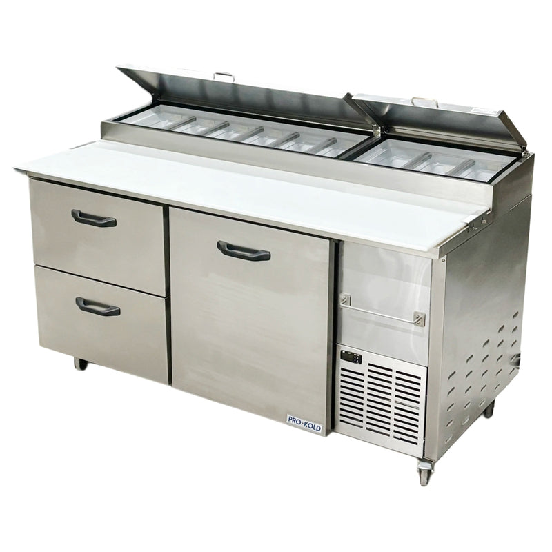 67'' Pro-Kold Single Door 2 Drawers Pizza Prep Table PPT-67-21