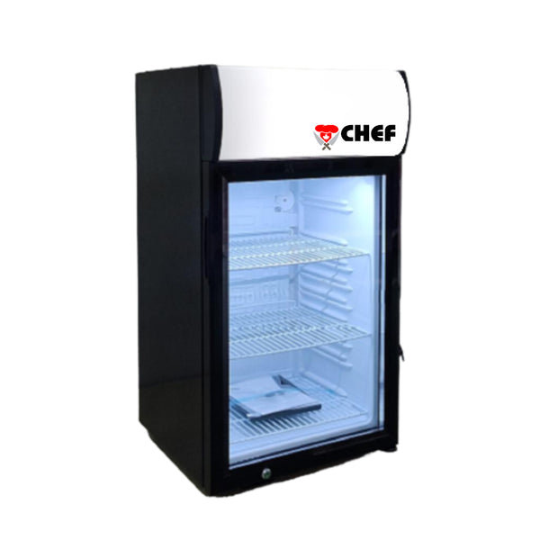 CHEF Countertop Single Glass Door Mini Display Beverage Cooler - SC68B