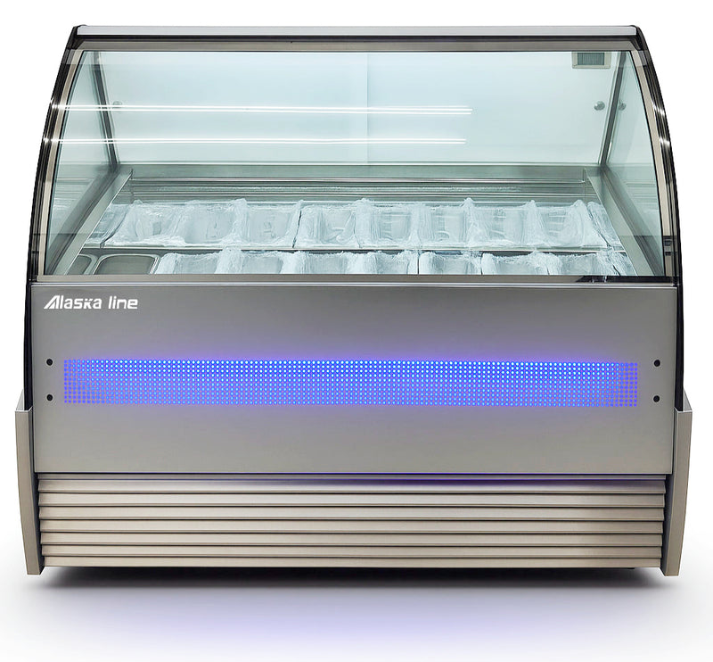 Alaska-Line 62'' 16 Pan Gelato Freezer Showcase 18 Cu.Ft. Capacity, HIT-815