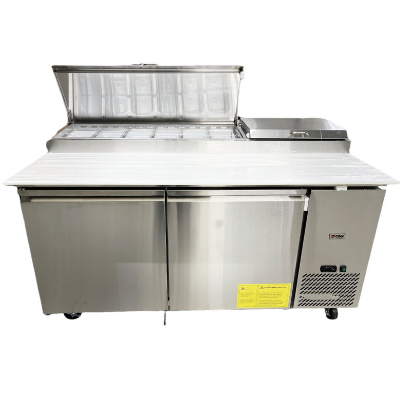 72'' CHEF Double Door Refrigerated Pizza Prep Table TPP-67T
