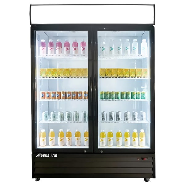 53" Alaska Line Double Glass Door Freezer with Black Frame HIT-800