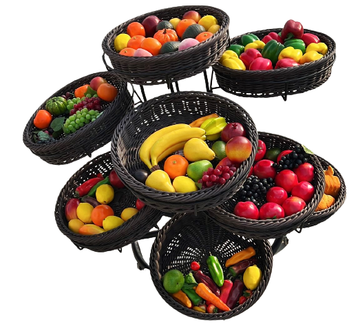 Round Plastic Rattan Basket with Display Shelf HBR-3057