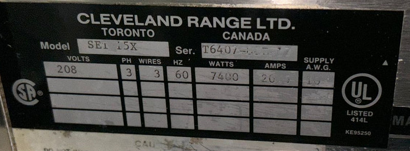 Cleveland SET-15 Electric Tilting Skillet with Manual Tilt Used FOR02051