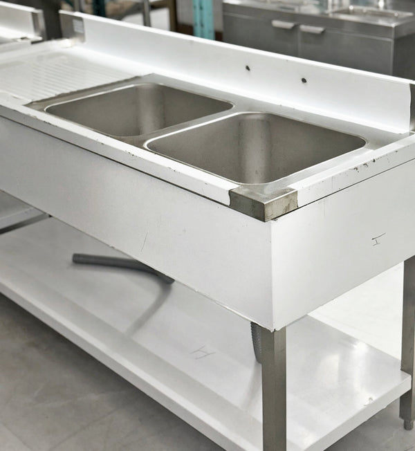 79'' Stainless Steel Two Compartment & Left Drainboard Sink ZZ-SXZ-2070-DQ