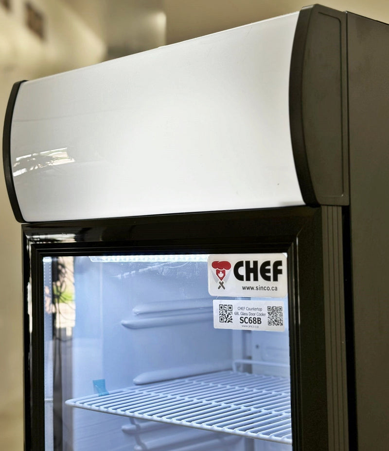 Chef Counter Display CHEF Countertop Glass Door Mini Display Beverage Cooler 68L Capacity,