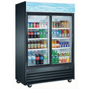Omcan 53'' 2 Door Swing Glass Door Refrigerator, 45 Cu.Ft Black 53032