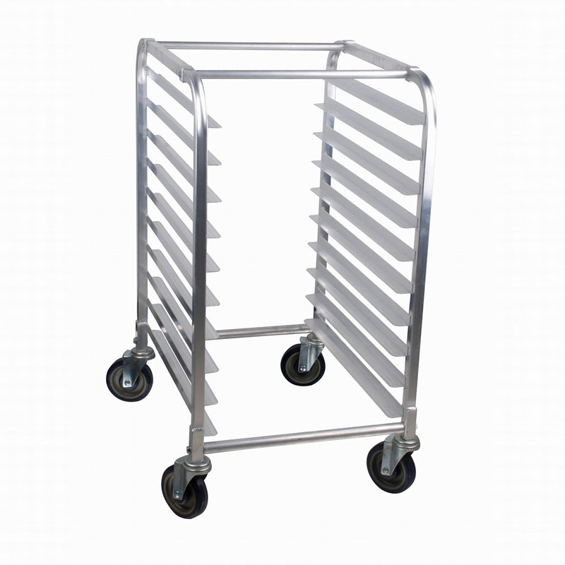 Omcan Mobile Steam Table Pan Rack, 10 Slides, Curved Top, Aluminum 480