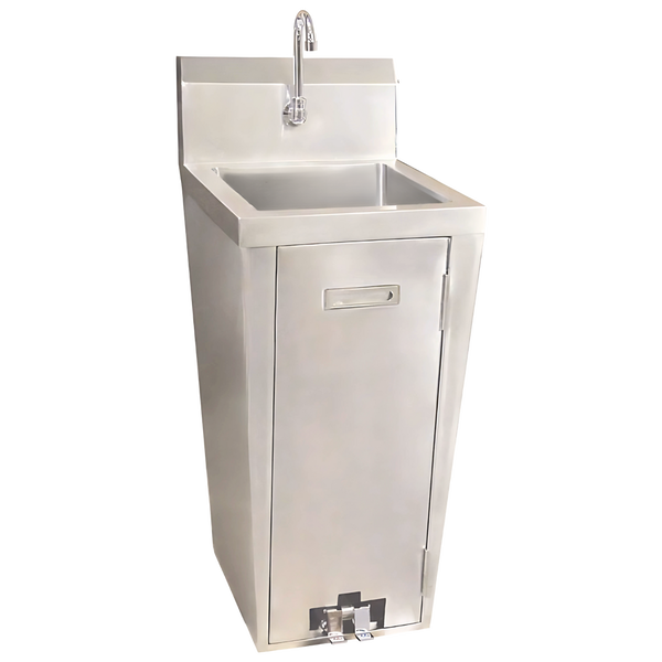 Omcan Stainless Steel Pedestal Hand Sink With Foot Valve And Faucet 23515