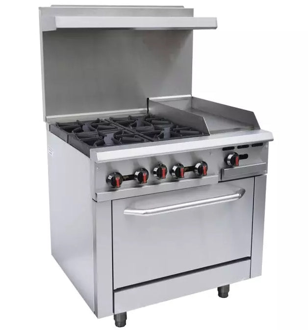 36'' CHEF Range with 12'' Griddle and 4 Burners RGR36-G12