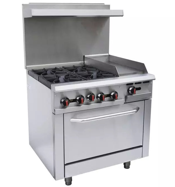 4 Gas Burners Oven with 12" Griddle Used FOR01976