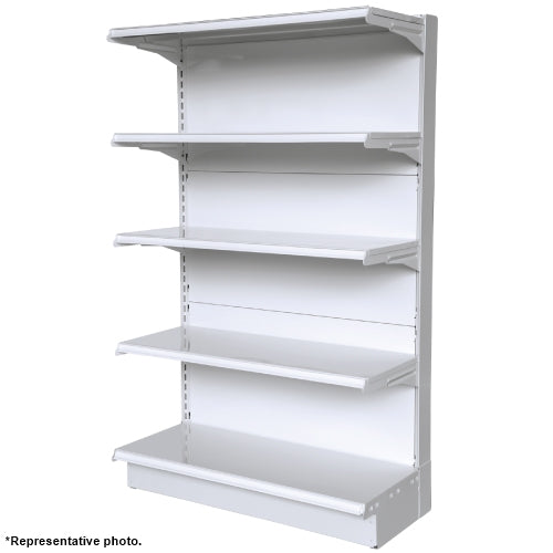 White Single Side 4 Shelve + 1 Base Gondola, Heavy Duty Gondola Shelves Wall Unit HBR-3066W