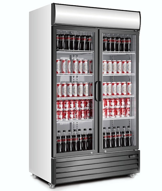 40" CHEF Double Swing Glass Door Cooler 28 Cu.Ft., AX-1005