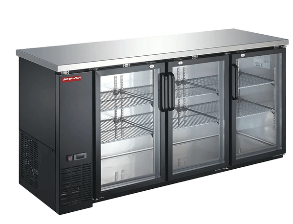 New Air - 72" Black Glass Door Back Bar Cooler - NBB-72-SG-N
