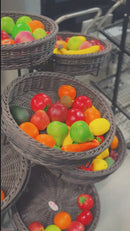 Round Plastic Rattan Basket with Display Shelf HBR-3057