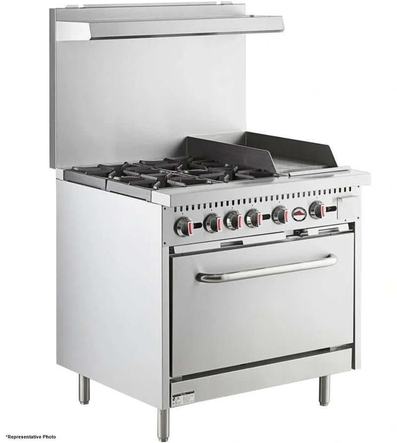 EFI 36″ Natural Gas Range With 12″ Griddle RCTRS-12G-4B-N