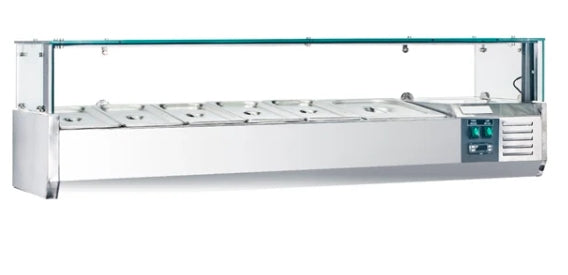 71" CHEF Refrigerated Countertop Topping Rail Used E-0027