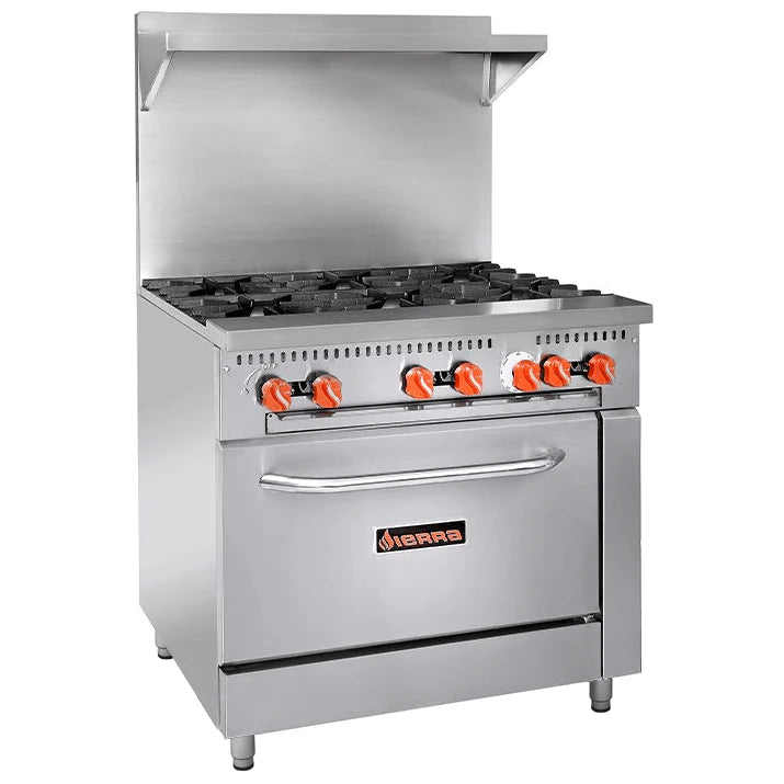 36'' Sierra 6 Burner Gas Range with Convection Oven SR-6-36CO