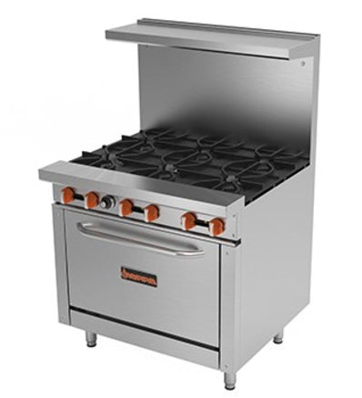 36" Sierra Range 6 Burner Gas Range w/ Standard Oven, Convertible SR-6-36