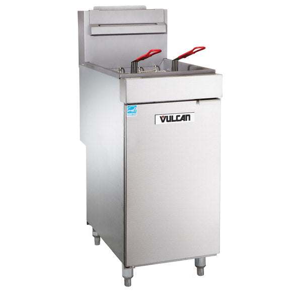 Vulcan Natural Gas 35-40 lb. Floor Fryer with Millivolt Controls 1VEG35M