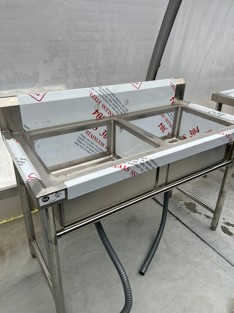 47'' CHEF Two Tub Sink with Centre Draina & No Drainboard CH-2004