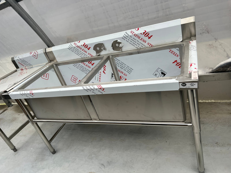 59'' CHEF Two Tub Sink with Centre Drain & No Drainboard CH-2047