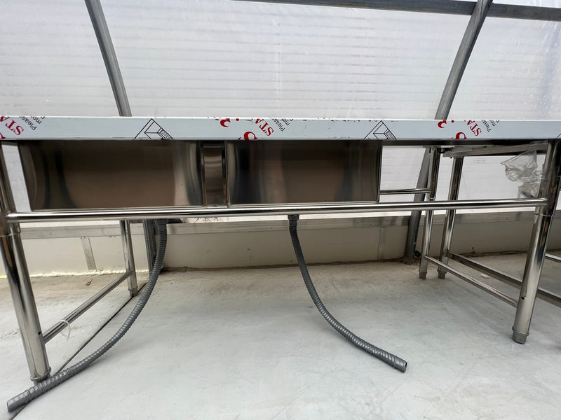71'' CHEF Two Tub Sink with Centre Drain & Right Drainboard CH-2024