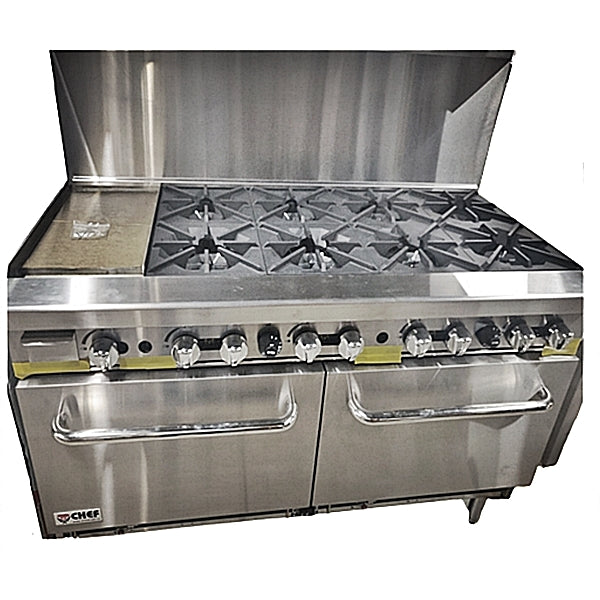 60'' CHEF 8 Burner Range with 12" Flat Griddle ATO-8B12G