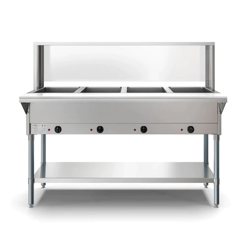 CHEF Liquid Propane Four Pan Steam Table with Sneeze Guard HN-4-LP