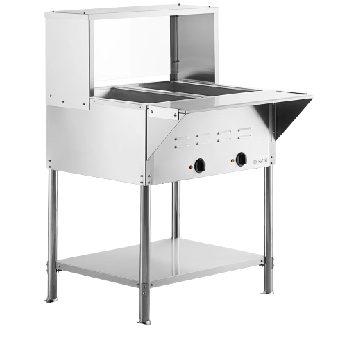 CHEF Liquid Propane Two Pan Steam Table with Sneeze Guard HN-2-LP