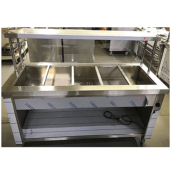 72" CHEF Five-Pan Stainless Steel Electric Steam Table With Sneeze Guard SIN5C