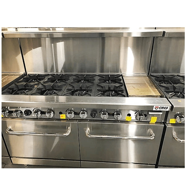 60'' CHEF 8 Burner Range with 12" Flat Griddle ATO-8B12G